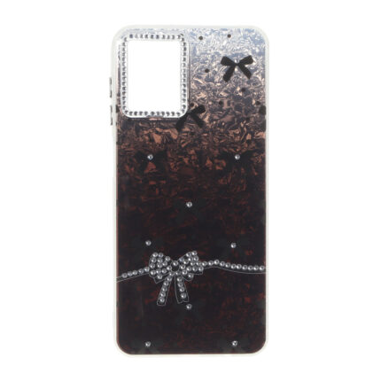 قاب ice پاپیونی نگین دار دور مات Samsung Galaxy A12 / M12 / F12 - قهوه ای
