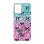 قاب ice پاپیونی نگین دار دور مات Samsung Galaxy A12 / M12 / F12 - سبزآبی صورتی