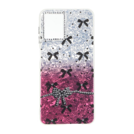 قاب ice پاپیونی نگین دار دور مات Samsung Galaxy A12 / M12 / F12 - زرشکی