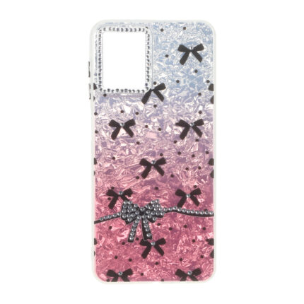 قاب ice پاپیونی نگین دار دور مات Samsung Galaxy A12 / M12 / F12 - صورتی