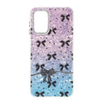 قاب ice پاپیونی نگین دار دور مات Samsung Galaxy A13 4G / A13 5G / A04s / M13 4G / M23 / F13 - صورتی آبی