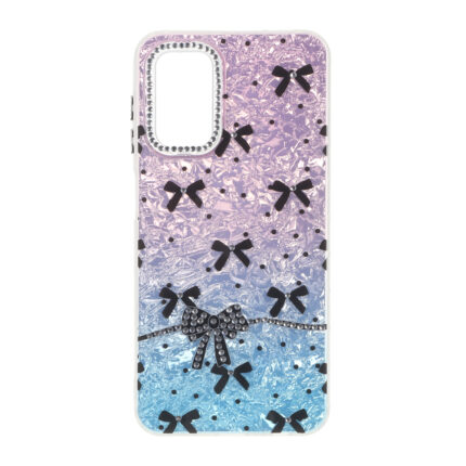 قاب ice پاپیونی نگین دار دور مات Samsung Galaxy A13 4G / A13 5G / A04s / M13 4G / M23 / F13 - صورتی آبی