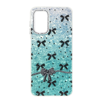 قاب ice پاپیونی نگین دار دور مات Samsung Galaxy A13 4G / A13 5G / A04s / M13 4G / M23 / F13 - سبزآبی