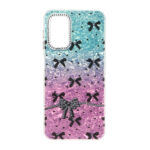 قاب ice پاپیونی نگین دار دور مات Samsung Galaxy A13 4G / A13 5G / A04s / M13 4G / M23 / F13 - سبزآبی صورتی