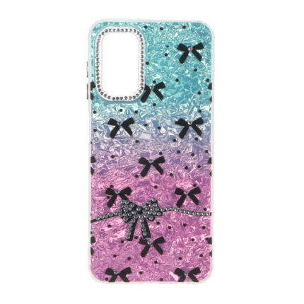 قاب ice پاپیونی نگین دار دور مات Samsung Galaxy A13 4G / A13 5G / A04s / M13 4G / M23 / F13 - سبزآبی صورتی