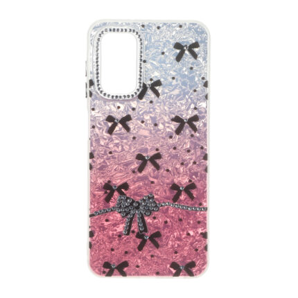 قاب ice پاپیونی نگین دار دور مات Samsung Galaxy A13 4G / A13 5G / A04s / M13 4G / M23 / F13 - صورتی