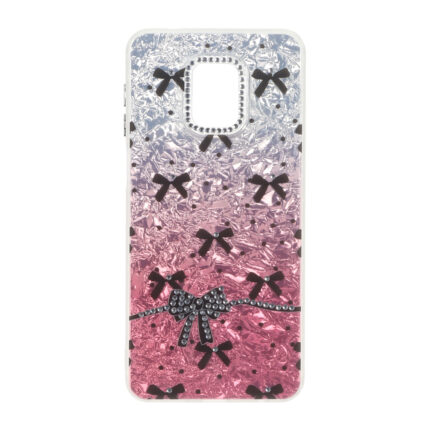 قاب ice پاپیونی نگین دار دور مات Xiaomi Redmi Note 9S / Redmi Note 9 Pro / Redmi Note 9 Pro Max - صورتی