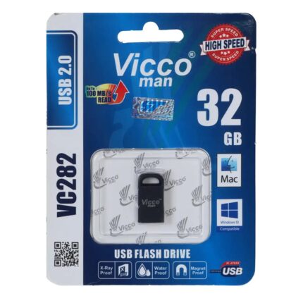 فلش مموری Vicco man مدل VC282 USB2.0 ظرفیت 32GB - مشکی (گارانتی مادام‌العمر رایانه نوین سگال)
