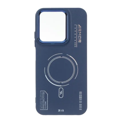 قاب Armor لنز متال Texture طرح مگ سیف Xiaomi Redmi 15C / Poco C85 - سرمه ای
