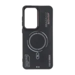 قاب Armor لنز متال Texture طرح مگ سیف Samsung Galaxy S25 FE - مشکی