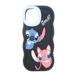 قاب سیلیکونی کنگره ای Stitch برجسته فانتزی Apple iPhone 15 / iPhone 14 / iPhone 13 - مشکی