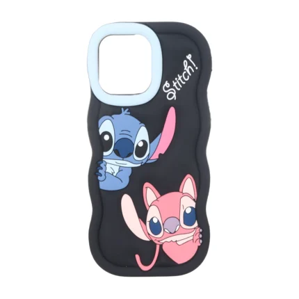 قاب سیلیکونی کنگره ای Stitch برجسته فانتزی Apple iPhone 13 Pro Max / iPhone 12 Pro Max - مشکی
