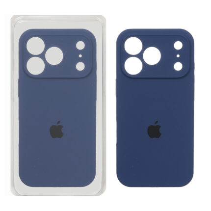 قاب سیلیکونی پاک کنی اورجینال ++A مدل Apple iPhone 17 Pro - سرمه ای (پک دار)