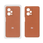 قاب سیلیکونی پاک کنی محافظ لنزدار اورجینال Xiaomi Redmi Note 12 Pro 5G - قهوه ای (پک دار)