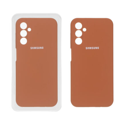 قاب سیلیکونی پاک کنی محافظ لنزدار اورجینال Samsung Galaxy A14 - قهوه ای (پک دار)