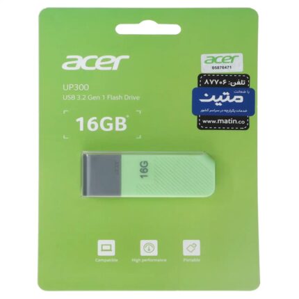 فلش مموری Acer مدل UP300 USB3.2 ظرفیت 16GB - سبز (گارانتی متین)