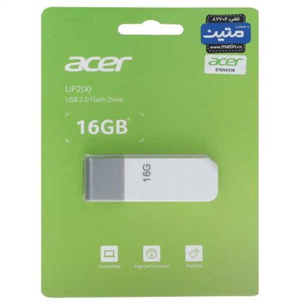 فلش مموری Acer مدل UP200 USB2.0 ظرفیت 16GB - سفید (گارانتی متین)