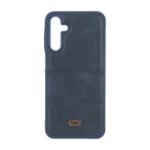 قاب پافر طرح چرم سه تکه لوگو فلزی Samsung Galaxy A15 - سرمه ای