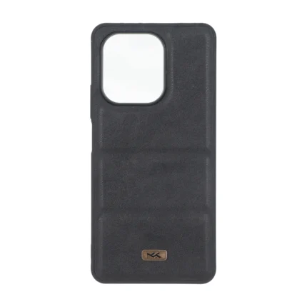 قاب پافر طرح چرم سه تکه لوگو فلزی Xiaomi Redmi Note 13 4G - مشکی