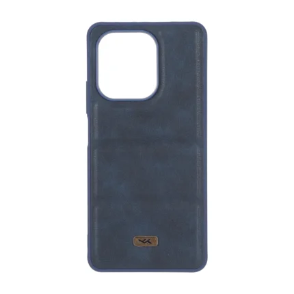 قاب پافر طرح چرم سه تکه لوگو فلزی Xiaomi Redmi Note 13 4G - سرمه ای