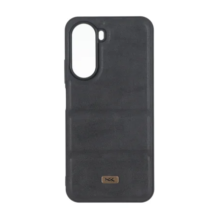 قاب پافر طرح چرم سه تکه لوگو فلزی Xiaomi Poco C81 / C81 Pro / C85X / Redmi A7 Pro - مشکی