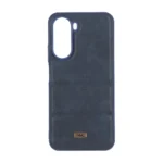 قاب پافر طرح چرم سه تکه لوگو فلزی Xiaomi Poco C81 / C81 Pro / C85X / Redmi A7 Pro - سرمه ای