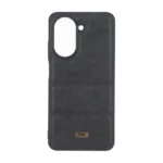 قاب پافر طرح چرم سه تکه لوگو فلزی Xiaomi Redmi A5 / Poco C71 - مشکی