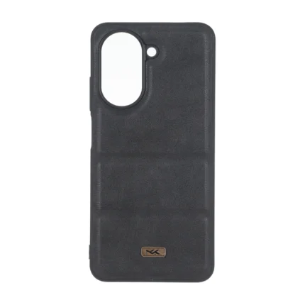 قاب پافر طرح چرم سه تکه لوگو فلزی Xiaomi Redmi A5 / Poco C71 - مشکی