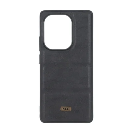 قاب پافر طرح چرم سه تکه لوگو فلزی Xiaomi Redmi Note 14S / Note 13 Pro 4G / Poco M6 Pro 4G - مشکی
