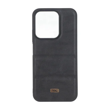 قاب پافر طرح چرم سه تکه لوگو فلزی Xiaomi Redmi 15C / Poco C85 - مشکی