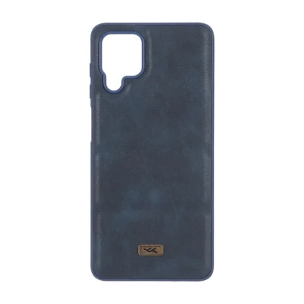 قاب پافر طرح چرم سه تکه لوگو فلزی Samsung Galaxy A12 / M12 / F12 - سرمه ای