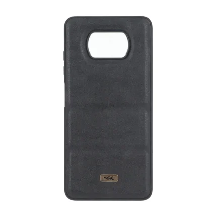 قاب پافر طرح چرم سه تکه لوگو فلزی Xiaomi Poco X3 / Poco X3 Pro / Poco X3 NFC - مشکی