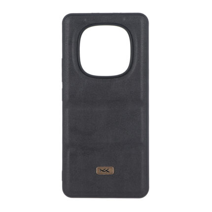 قاب پافر طرح چرم سه تکه لوگو فلزی Xiaomi Redmi Note 15 / Poco M8 5G - مشکی