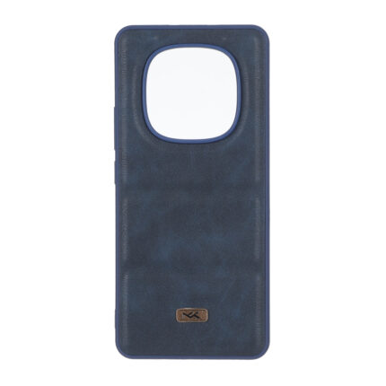 قاب پافر طرح چرم سه تکه لوگو فلزی Xiaomi Redmi Note 15 / Poco M8 5G - سرمه ای
