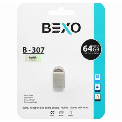 فلش مموری BEXO USB2.0 مدل B-307 ظرفیت 64GB - نقره ای (گارانتی داده پردازی آواتک)