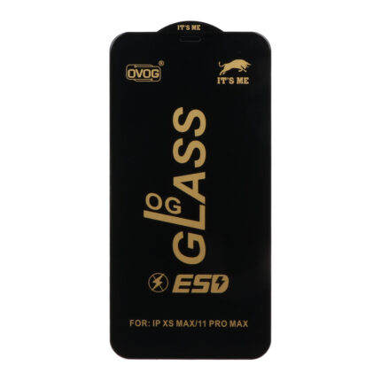 محافظ صفحه نمایش شیشه ای درجه یک Apple iphone X Max / XS Max / 11 Pro Max - Full Cover OG - ESD OVOG (بدون پک) - مشکی