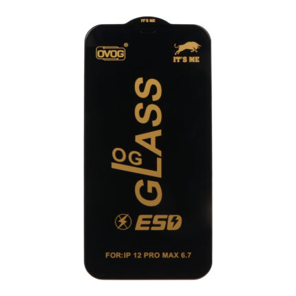 محافظ صفحه نمایش شیشه ای درجه یک Apple iphone 12 Pro Max - Full Cover OG - ESD OVOG - (بدون پک) - مشکی