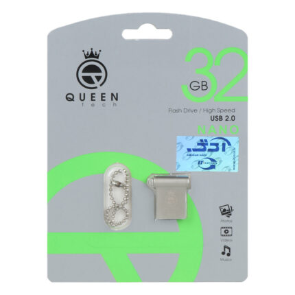 فلش مموری Queen tech USB2.0 مدل NANO ظرفیت 32GB - نقره ای (گارانتی مادام العمر شرکت آی تین)