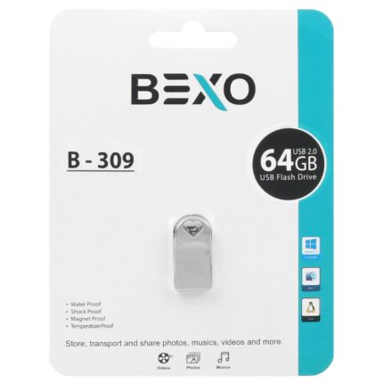 فلش مموری BEXO USB2.0 مدل B-309 ظرفیت 64GB - نقره ای (گارانتی داده پردازی آواتک)