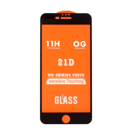 محافظ صفحه نمایش شیشه ای iPhone 6 Plus / 6S Plus / 7 Plus / 8 Plus - Full Cover 21D - (بدون پک) -مشکی