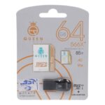 Queen tech microSDHC & adapter & رم ریدر U3 Class 10 566X plus -85MB/s - 64GB - مشکی