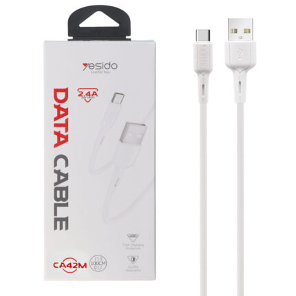 کابل شارژ فست اندروید yesido مدل CA42M - سفید (گارانتی 12 ماه تعویض نیکان همراه)
