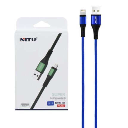 کابل شارژ فست آیفون NITU مدل NC123 - آبی (گارانتی 12 ماه تعویض نیکان همراه)