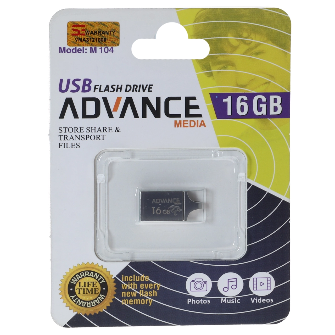 61778 فلش مموری Advance USB2.0 مدل M104 ظرفیت 16GB - نقره ای - تصویر 1