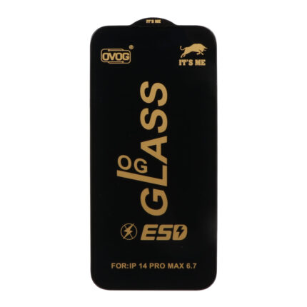 محافظ صفحه نمایش شیشه ای درجه یک Apple iphone 14 Pro Max - Full Cover OG - ESD OVOG - مشکی (بدون پک)