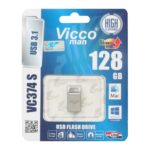 (گارانتی مادام‌العمر رایانه نوین سگال) نقره ای Vicco man VC374 S USB3.1 Flash Memory - 128GB