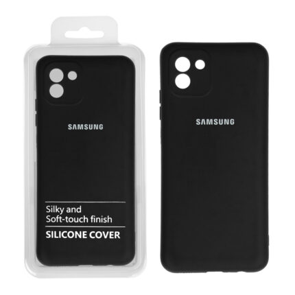 قاب نیو سیلیکون محافظ لنزدار RFF مدل Samsung A03 مشکی (پک دار)