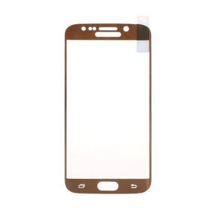 محافظ صفحه نمایش شیشه ای خم Samsung S6 EDGE - Full Cover - طلایی (بدون پک)