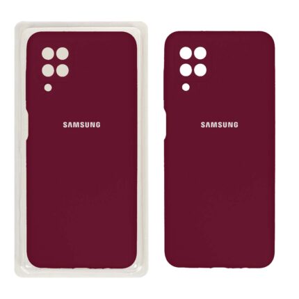 قاب سیلیکونی پاک کنی محافظ لنزدار اورجینال Samsung A12/M12/F12 - زرشکی (پک اصلی)