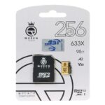 مشکی طلایی (گارانتی مادام‌العمر شرکت آی تین) Queen tech microSDXC & adapter U3 Class 10 633X -95MB/s - 256GB